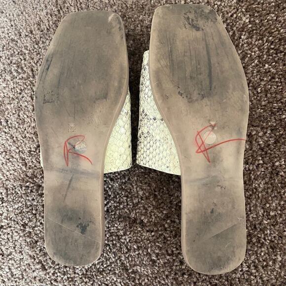 Mercedes Castillo Benita Snakeskin Square Toe Leather Sandal Slides Womens 8.5 - Picture 4 of 4